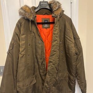Vintage 2003 GAP Snorkel Parka - XXL - Olive & Safety Orange - Archival Quality
